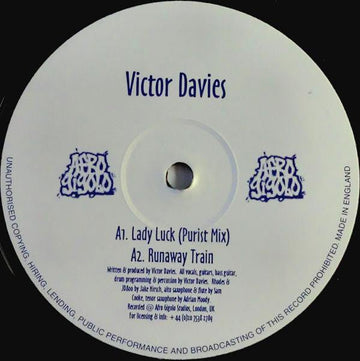 Victor Davies - Lady Luck / Runaway Train Vinyl Vinly Record