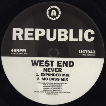 West End - Never Vinyl Vinly Record
