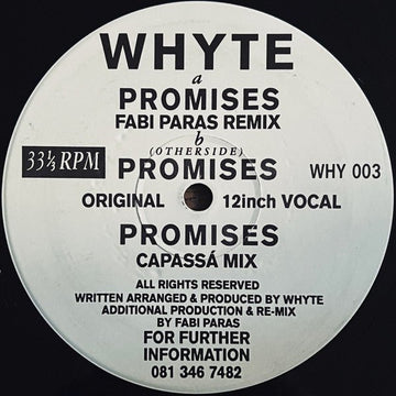 Whyte - Promises Vinyl Vinly Record