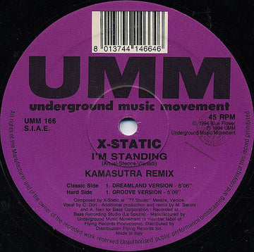X - Static - I'm Standing (Kamasutra Remix) Vinyl Vinly Record