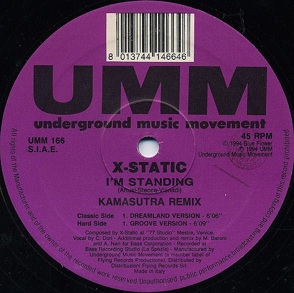 X - Static - I'm Standing (Kamasutra Remix) Vinyl