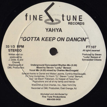 Yahya McDougald - Gotta Keep On Dancin Vinyl Vinly Record