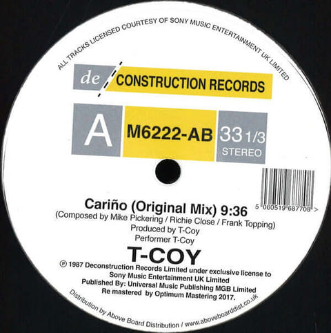 T-Coy - Cariño - T-Coy : Cariño (12", RE, RM) is available for sale at our shop at a great price. We have a huge collection of Vinyl's, CD's, Cassettes & other formats available for sale for music lovers - Deconstruction - Deconstruction - Deconstruction - Vinyl Record