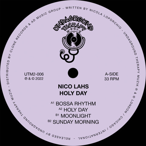 Nico Lahs - Holy Day - Artists Nico Lahs Genre Deep House, Jazzy House Release Date 26 May 2023 Cat No. UTM2-006 Format 12" Vinyl - Vinyl Record