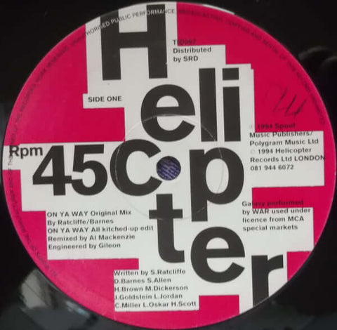 Helicopter - On Ya Way - Helicopter : On Ya Way (12", Die) is available for sale at our shop at a great price. We have a huge collection of Vinyl's, CD's, Cassettes & other formats available for sale for music lovers - Helicopter Records - Helicopter Reco - Vinyl Record
