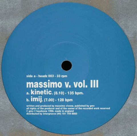 Massimo Vivona - Vol. III - Massimo Vivona : Vol. III (12") is available for sale at our shop at a great price. We have a huge collection of Vinyl's, CD's, Cassettes & other formats available for sale for music lovers - Headzone - Headzone - Headzone - He - Vinyl Record