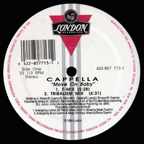 Cappella - Move On Baby - Cappella : Move On Baby (12") is available for sale at our shop at a great price. We have a huge collection of Vinyl's, CD's, Cassettes & other formats available for sale for music lovers - London Records,FFRR - London Records,FF - Vinyl Record