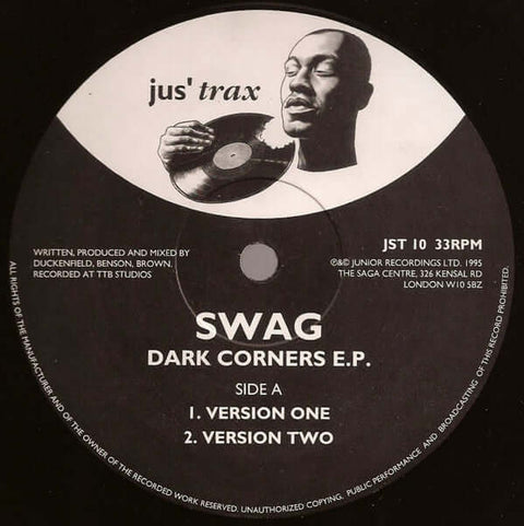 Swag - Dark Corners E.P. - Swag : Dark Corners E.P. (12", EP) is available for sale at our shop at a great price. We have a huge collection of Vinyl's, CD's, Cassettes & other formats available for sale for music lovers - Jus' Trax - Jus' Trax - Jus' Trax - Vinyl Record