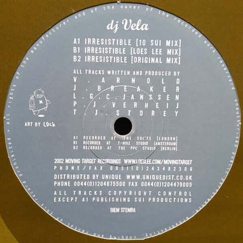 DJ Vela - Irresistible - DJ Vela : Irresistible (12") is available for sale at our shop at a great price. We have a huge collection of Vinyl's, CD's, Cassettes & other formats available for sale for music lovers - Moving Target - Moving Target - Moving Ta - Vinyl Record