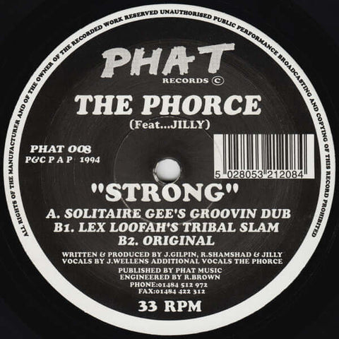 The Phorce Feat. Jilly - Strong - The Phorce Feat. Jilly : Strong (12") is available for sale at our shop at a great price. We have a huge collection of Vinyl's, CD's, Cassettes & other formats available for sale for music lovers - Phat Records - Phat Rec - Vinyl Record