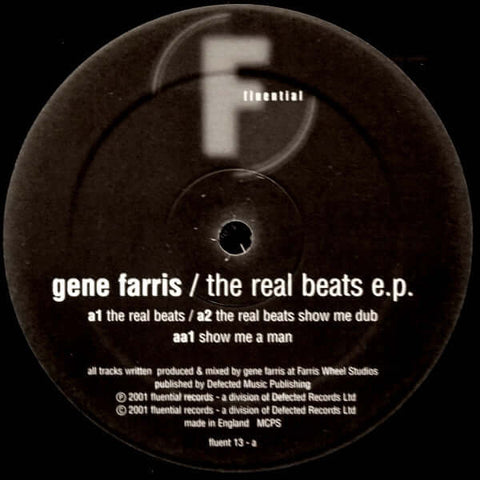 Gene Farris : The Real Beats E.P. (12", EP) is available for sale at our shop at a great price. We have a huge collection of Vinyl's, CD's, Cassettes & other formats available for sale for music lovers - Vinyl Record