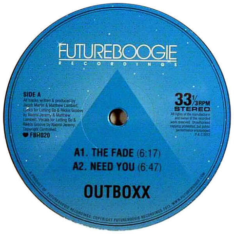 Outboxx - The Fade EP - Outboxx : The Fade EP (12", EP) is available for sale at our shop at a great price. We have a huge collection of Vinyl's, CD's, Cassettes & other formats available for sale for music lovers - Futureboogie Recordings - Futureboogie - Vinyl Record