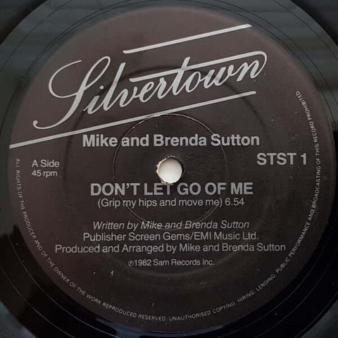 Mike & Brenda Sutton - Don't Let Go Of Me (Grip My Hips And Move Me) - Mike & Brenda Sutton : Don't Let Go Of Me (Grip My Hips And Move Me) (12") is available for sale at our shop at a great price. We have a huge collection of Vinyl's, CD's, Cassettes & o - Vinyl Record