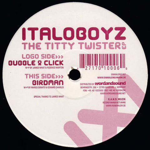 Italoboyz - The Titty Twister EP - Italoboyz : The Titty Twister EP (12", EP) is available for sale at our shop at a great price. We have a huge collection of Vinyl's, CD's, Cassettes & other formats available for sale for music lovers - Einmaleins Musik - Vinyl Record
