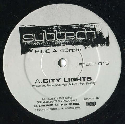 Subtech - City Lights / Driv'in In Your Mind - Subtech : City Lights / Driv'in In Your Mind (12") is available for sale at our shop at a great price. We have a huge collection of Vinyl's, CD's, Cassettes & other formats available for sale for music lovers - Vinyl Record