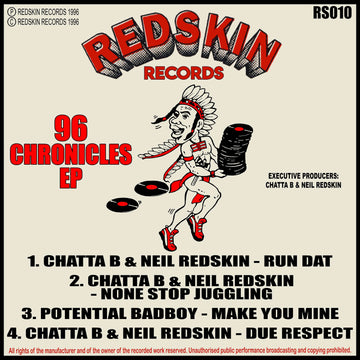Various Artists - 96 Chronicles - Artists Chatta B, Neil Redskin, Potential Badboy Genre Jungle Release Date January 28, 2022 Cat No. RS010 Format 12