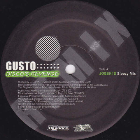 Gusto - Disco's Revenge - Gusto : Disco's Revenge (12") is available for sale at our shop at a great price. We have a huge collection of Vinyl's, CD's, Cassettes & other formats available for sale for music lovers - Bumble Beats Records - Bumble Beats Rec - Vinyl Record