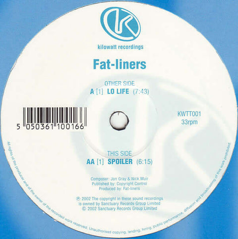 Fatliners : Lo Life / Spoiler (12") is available for sale at our shop at a great price. We have a huge collection of Vinyl's, CD's, Cassettes & other formats available for sale for music lovers - Vinyl Record