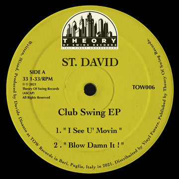 St. David - Club Swing - Artists St. David Genre Deep House, Garage House Release Date 25 November 2022 Cat No. TOW006 Format 12