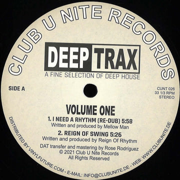 Various - Deep Trax Volume One - Artists Melow Man, Reign Of Rhythm, Da Houze Maroon Genre House, Deep House Release Date 16 February 2022 Cat No. CUNT026 Format 12