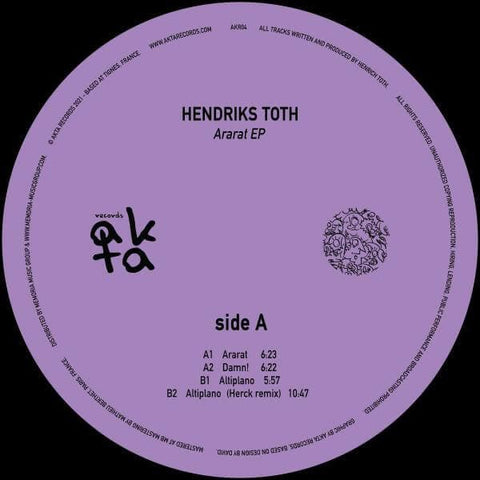 Hendriks Toth - Ararat EP - The talented Hendriks Toth does us proud on this first solo EP with 3 great tracks and the remix of the Romanian dj: Herck... - Akta Records - Akta Records - Akta Records - Akta Records - Vinyl Record