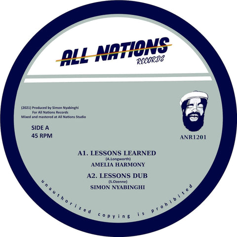 Amelia Harmony - Lessons Learned (Vinyl) - Amelia Harmony - Lessons Learned (Vinyl) - All Nations Records new instalment in 2021 is all about a sweet stepper riddim involving three new artists on the label. First comes the magnificent voice of Amelia Harm - Vinyl Record