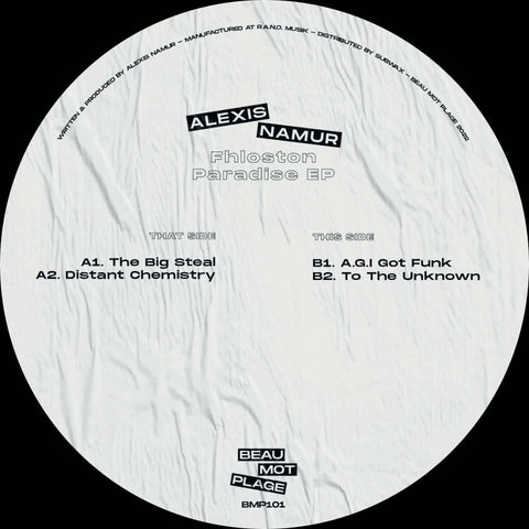 Alexis Namur - Fhloston Paradise - Artists Alexis Namur Genre Tech House, Breakbeat Release Date 24 June 2022 Cat No. BMP101 Format 12" Vinyl - Beau Mot Plage - Beau Mot Plage - Beau Mot Plage - Alexis Namur - Fhloston Paradise - Beau Mot Plage - Beau Mot - Vinyl Record