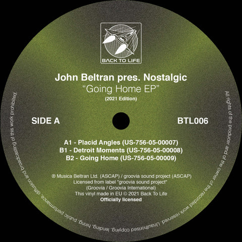 John Beltran pres. Nostalgic Title: Going Home EP (2021 Edition) (Vinyl) - John Beltran pres. Nostalgic Title: Going Home EP (2021 Edition) (Vinyl) - Back to Life strikes again with another hidden jam from the past. Originally released in 2006 “Going Home - Vinyl Record