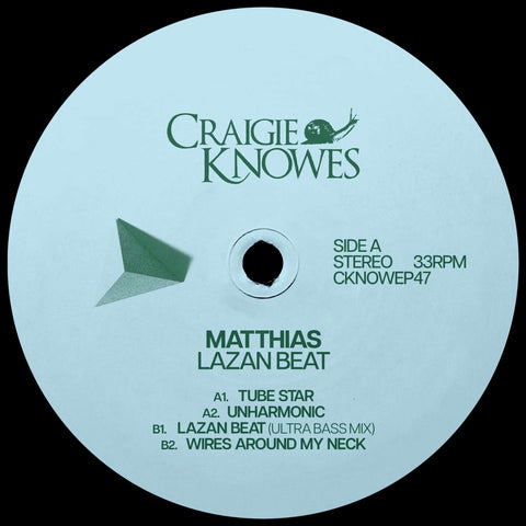Matthias - Lazan Beat - Artists [ "Matthias" ] Genre Tech House Release Date 28 Apr 2023 Cat No. CKNOWEP47 Format 12" Vinyl - Craigie Knowes - Craigie Knowes - Craigie Knowes - Craigie Knowes - Vinyl Record
