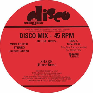 House Bros - 'Shake' Vinyl - Artists House Bros Genre Disco Edits Release Date 16 Dec 2022 Cat No. MDDLTD 1208 Format 12