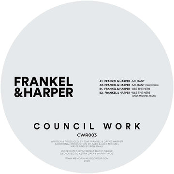Frankel & Harper - Militant - Frankel & Harper - Militant EP (Vinyl) - Council Work returns with the next installment of their journey, this time with the Militant EP. Two original tracks from the label bosses... - Council Work - Council Work - Council Wo Vinly Record