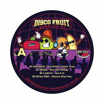 Various - Disco Fruit Sampler 03 (Vinyl) - Third 'Disco Fruit Sampler' release is here. All-star Disco Fruit artists once again : Hotmood, Mitiko, Loshmi and our new member, veteran from South Africa - Brian SNR. Disco Fruit offers up a suitably juicy re- Vinly Record