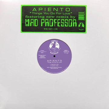 Apiento - Things You Do For Love - Artists Apiento, Mad Professor Genre Deep House Release Date 14 January 2022 Cat No. WB 007-12R Format 12