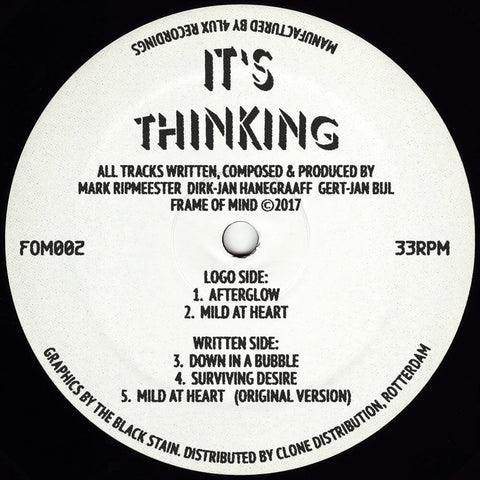 It's Thinking - Afterglow - After the acclaimed release of Nature Boy's Ruff Disco Volume One, Frame Of Mind is back with another re-issue of a 25 year old record. Gerd's very first house release called Afterglow, produced under the alias of It's Thinking - Vinyl Record