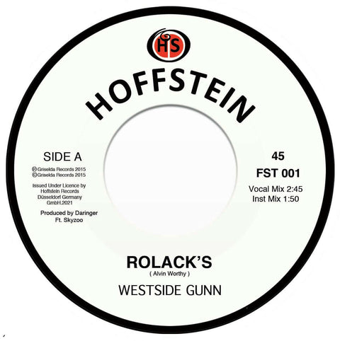 Westside Gunn - Rolacks - Artists Westside Gunn Genre Hip Hop, Rap Release Date 3 Dec 2021 Cat No. FST001 Format 7" Vinyl - Hoffstein - Vinyl Record