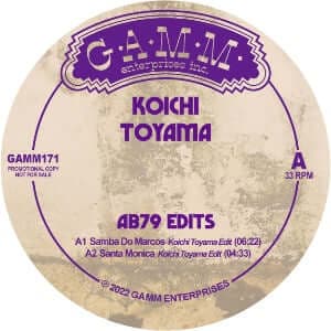 Koichi Toyama - AB79 Edits - Artists Koichi Toyama Genre Jazz-Funk, Fusion, Edits Release Date 17 Feb 2023 Cat No. GAMM171 Format 12
