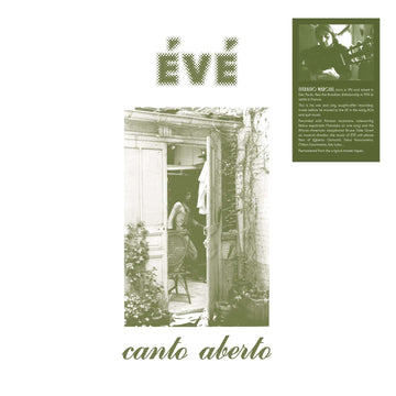 Évé - Canto Aberto LP (Vinyl) - Évé - Canto Aberto LP (Vinyl) - Everaldo Marcial aka Évé, born in 1951 and raised in Sao Paulo, fled the Brasilian dictatorship in 1974 to settle in France. Canto Aberto, originally released on the Free Lance label in 1979, Vinly Record