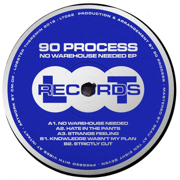 90 Process - 'No Warehouse Needed' Vinyl - 90 Process - No Warehouse Needed EP (Vinyl) Details 90 Process follow up their rollicking Gatecrasher bothering EPs for Pushmaster Discs and 1Ø Pills Mate with a ferociously epic five track trance-techno release Vinly Record