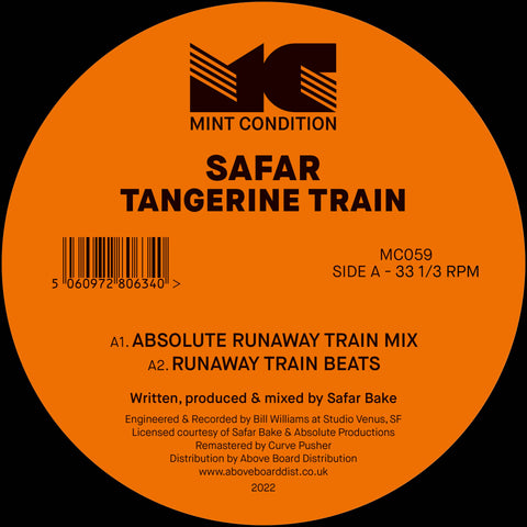 Safar - Tangerine Train - Artists Safar Genre Acid House, Techno, Reissue Release Date 24 Feb 2023 Cat No. MC059 Format 12" Vinyl - Mint Condition - Mint Condition - Mint Condition - Mint Condition - Vinyl Record