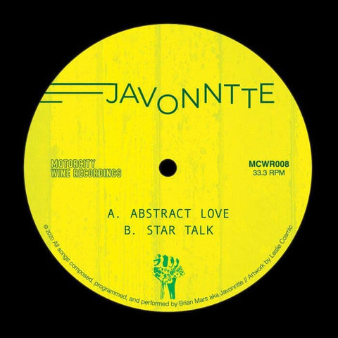 Javonntte - 'Abstract Love' Vinyl - Artists Javonntte Genre House Release Date 31 May 2022 Cat No. MCWR 008 Format 12" Vinyl - MotorCity Wine - MotorCity Wine - MotorCity Wine - MotorCity Wine - Vinyl Record