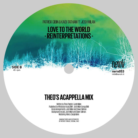 Patrick Gibin & Kaidi Tatham - Love To The World - Josh Milan’s 2020 collaboration with Patrick Gibin and Kaidi Tatham has been a real highlight for Neroli. "Love To The World"... - Neroli - Vinyl Record