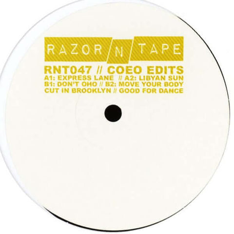 COEO - COEO Edits - Artists COEO Genre Disco, Nu-Disco Release Date 19 May 2019 Cat No. RNT047 Format 12" Vinyl - Razor N Tape - Razor N Tape - Razor N Tape - Razor N Tape - Vinyl Record