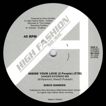 Disco Dandies - Inside Your Love (2 People) - Artists Disco Dandies Genre House, Nu-Disco Release Date 1 Jun 2020 Cat No. MS 494 Format 12
