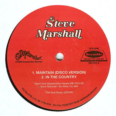 Steve Marshall - Maintain (Disco Version) - - Dopebrother Records, Reynolds Records - Dopebrother Records, Reynolds Records - Dopebrother Records, Reynolds Records - Dopebrother Records, Reynolds Records - Vinyl Record