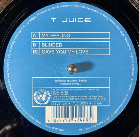 T Juice - 'My Feeling' Vinyl - Artists T Juice Genre UK Garage Release Date 1 Jan 1998 Cat No. FLC1022-1 Format 12" Vinyl - United Roots - United Roots - United Roots - United Roots - Vinyl Record