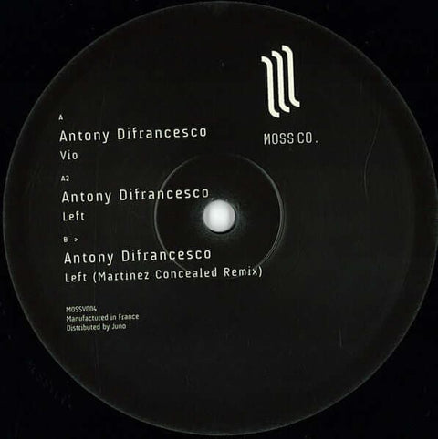 Antony Difrancesco - Vio - Artists Antony Difrancesco Genre Tech House, Minimal Release Date 15 Jun 2015 Cat No. MOSSV004 Format 12" Vinyl - Moss Co - Vinyl Record