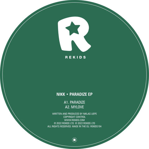 NIKK - Paradize - Artists NIKK Genre Techno Release Date January 14, 2022 Cat No. REKIDS194 Format 12" Vinyl - Rekids - Vinyl Record