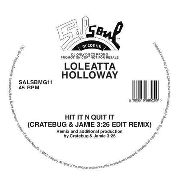 Loleatta Holloway - Hit It N Quit It (Jamie 3:26 & Cratebug Edit) [Warehouse Find] - Yet another solid gold modern reimagining of the mighty Loleatta Holloway, this time her infamous 1977 smash 'Hit & Run' goes under the knife and is tweaked to devastatin Vinly Record