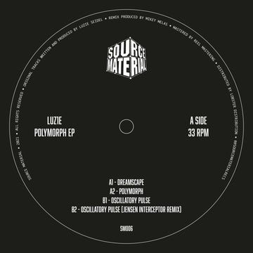 Luz1e - Polymorph EP (Vinyl) - Luz1e - Polymorph EP (Vinyl) - The sixth release from Source Material sees Luz1e deliver some of her hard hitting electro sounds for her first full release on the label. Jensen Interceptor features on the B-Side with a kille Vinly Record