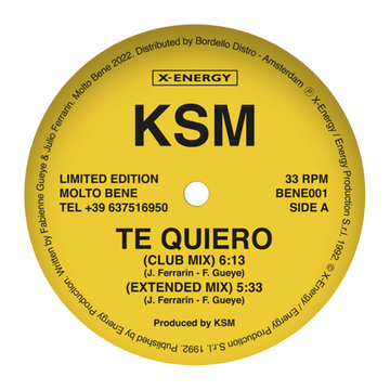 KSM - Te Quiero / I Love You - Artists KSM Genre Deep House, Italo Release Date 31 Oct 2022 Cat No. BENE001 Format 12